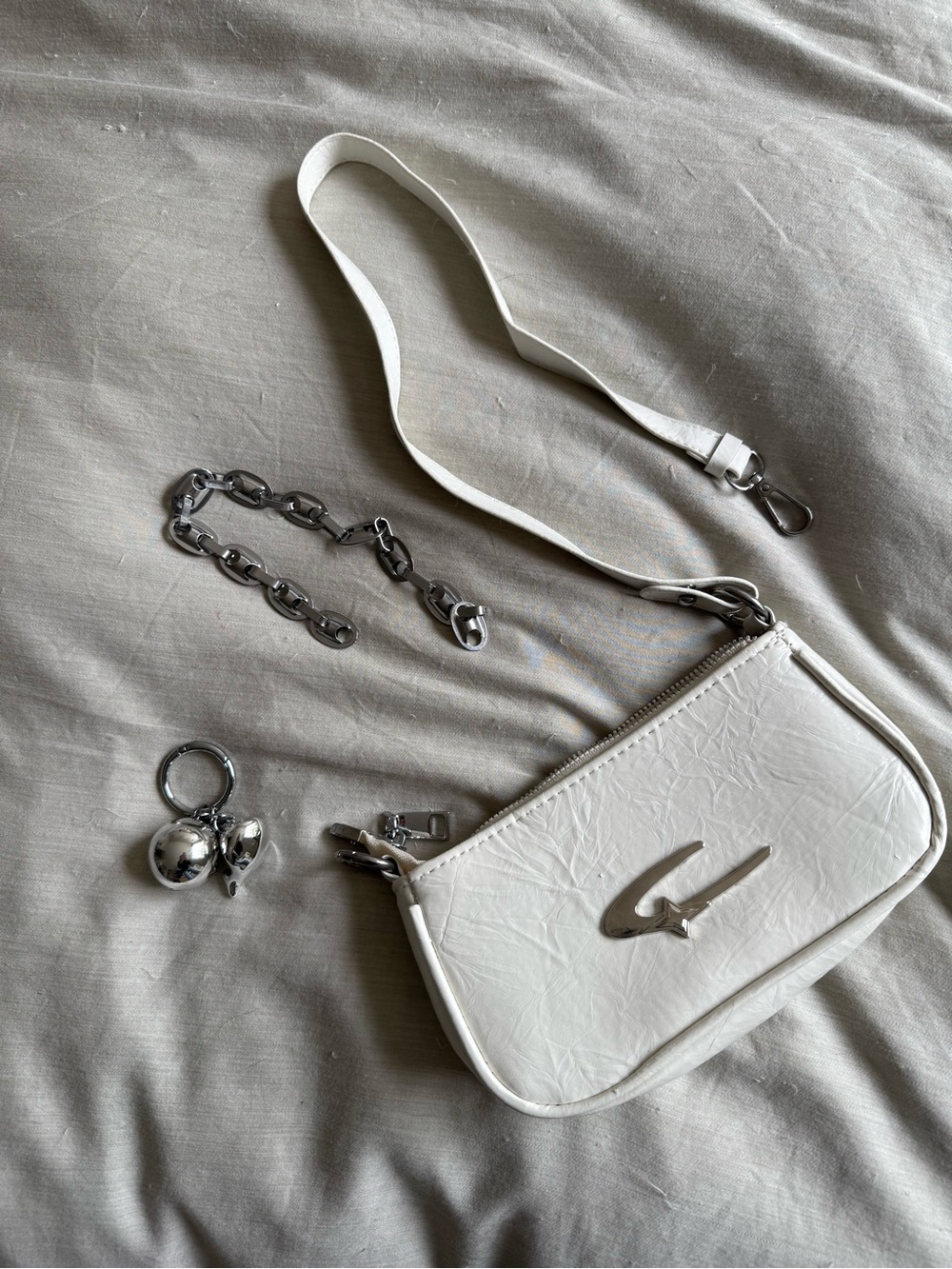 White Mini Purse with Charms